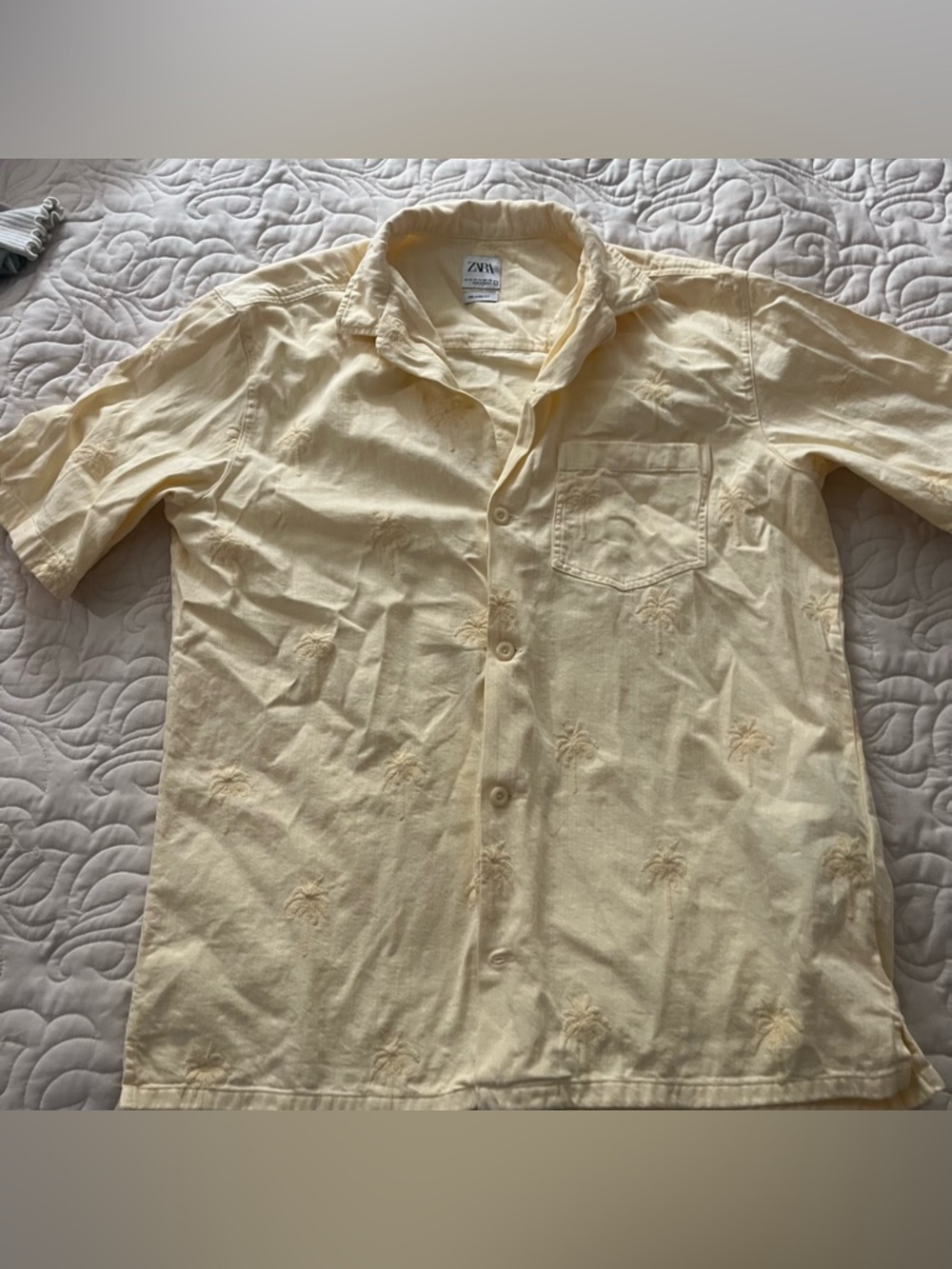 ZARA Embroidered Palm Men’s Short-Sleeve Button Size Medium